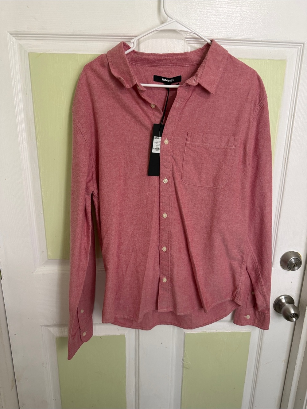 (2249) Nova Men Casual Button-Down Shirt — Dusty Rose, Size: Medium (NWT)